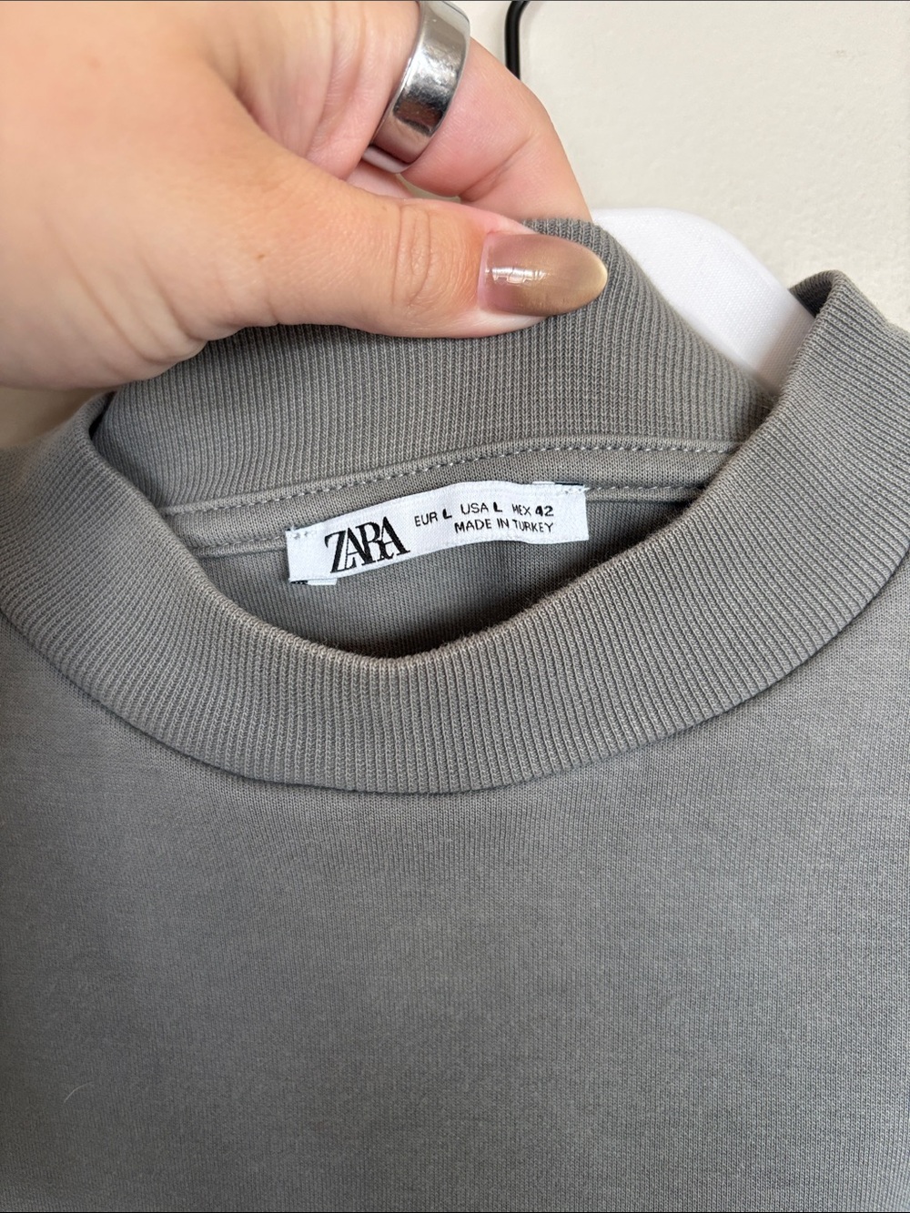 Zara Mock Neck Sweatshirt Gray Sage Long Sleeve Pullover Size L - Picture 2 of 5